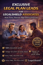 Exclusive legal plan leads for LegalShield associates with real-time, pay-per-lead delivery and state-based targeting.